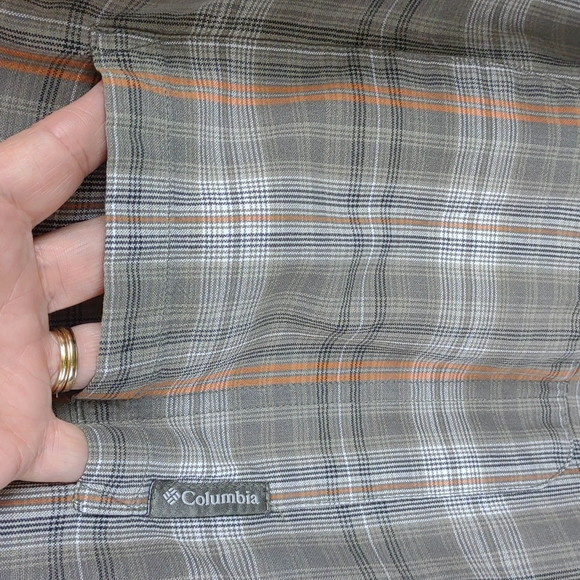 Men's Columbia Cotton SS Button Up Brown / Orange Plaid Lightweight Shirt 2XL - Picture 4 of 12
